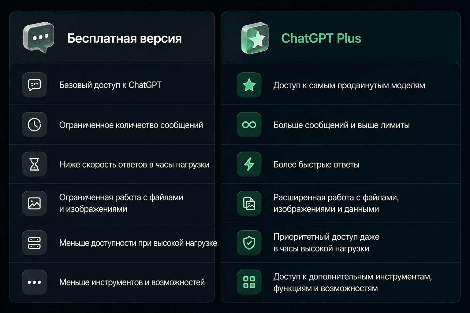 Бесплатный ChatGPT vs ChatGPT Plus